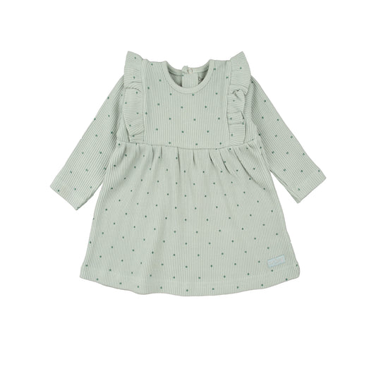Vestido punto lunares verde - BabyBol