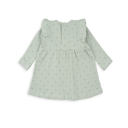 Vestido punto lunares verde - BabyBol