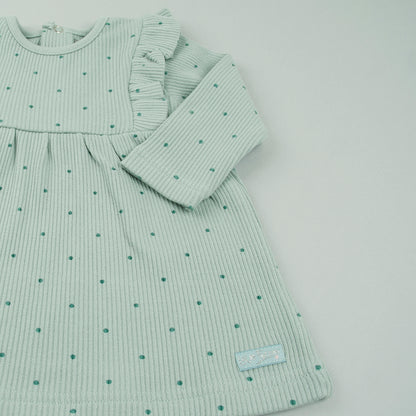 Vestido punto lunares verde - BabyBol