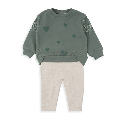 Conjunto 2 piezas Corazones verde - BabyBol