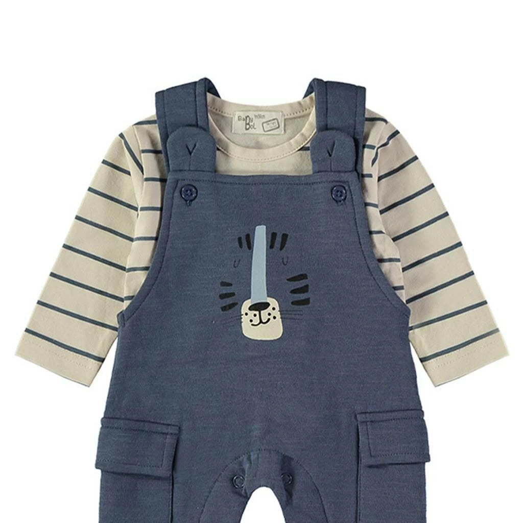 Conjunto Peto Azul Gato y Camiseta Rayas – Babybol