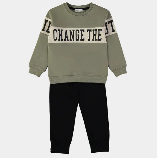 Conjunto Sudadera Verde y Pantalón Negro – Babybol
