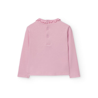 Camiseta canalé rosa básica - Boboli