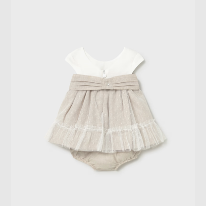 Vestido con ranita ceremonia Beige - Mayoral