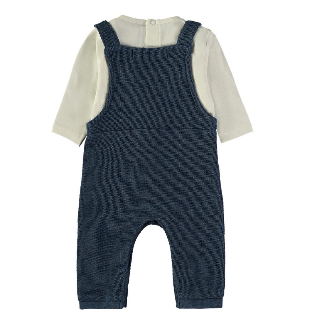 Conjunto Peto de Punto Azul Marino y Camiseta – Babybol
