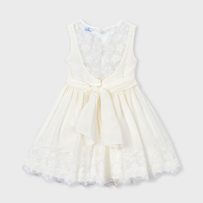 Vestido crema ceremonia Encaje niña   - Mayoral