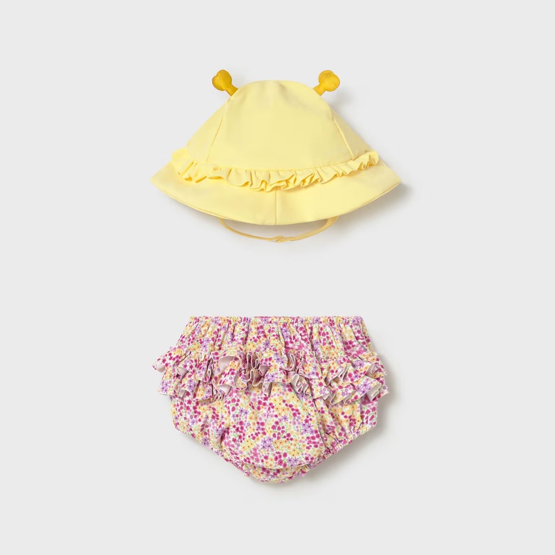 Conjunto de bañador pañal y gorro Flores - Mayoral