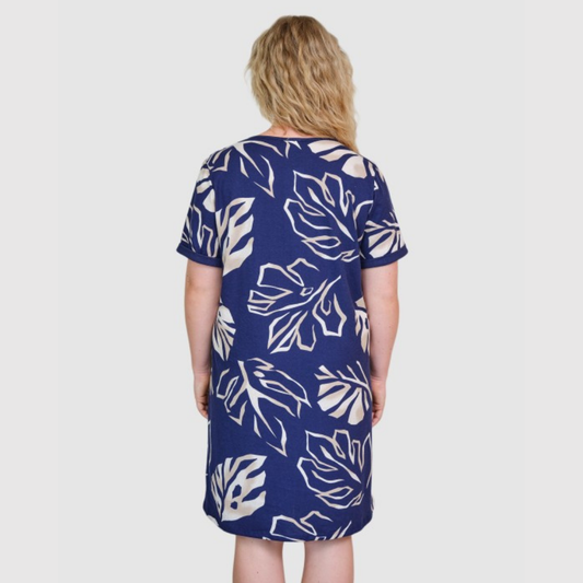 Camisón manga corta botones estampado marino - Massana