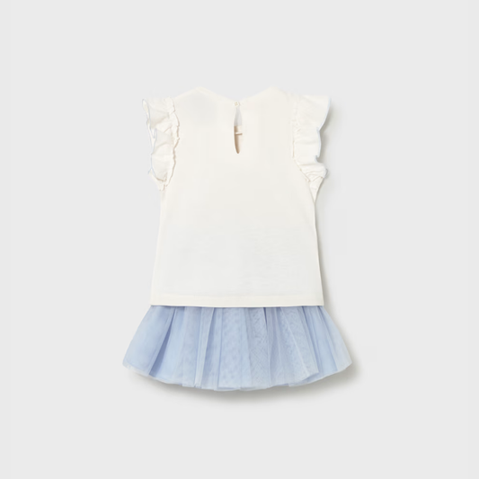 Conjunto niña camiseta y falda Tul azul - Mayoral