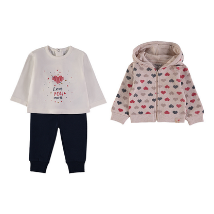 Conjunto Chaqueta, Camiseta y Pantalón Corazones – Babybol