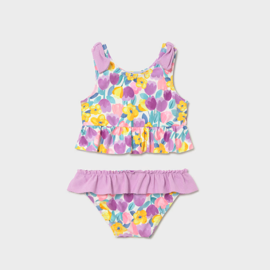 Bikini Flores violeta con volantes - Mayoral