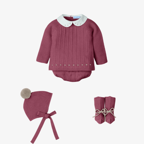 Traje 4P con cuello Tweed Dream arándano - Mac Ilusión