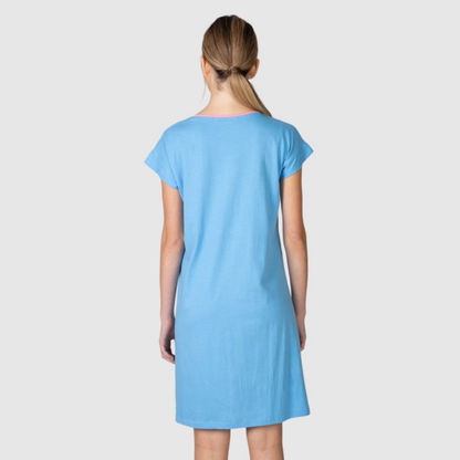Camisón manga corta botones estampado azul - Massana