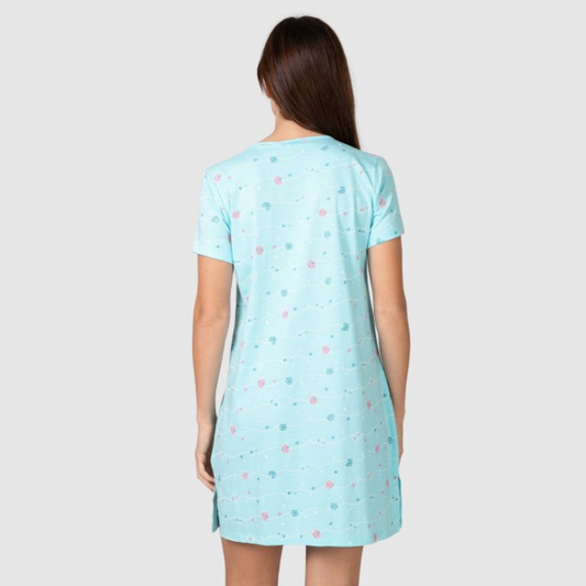 Camisón manga corta estampado turquesa - Massana