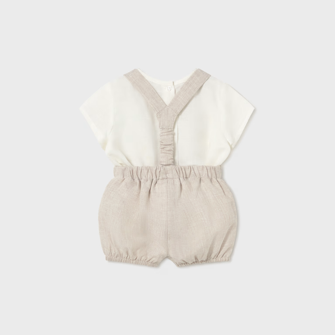 Conjunto peto con tirantes bebé niño trigo- Mayoral