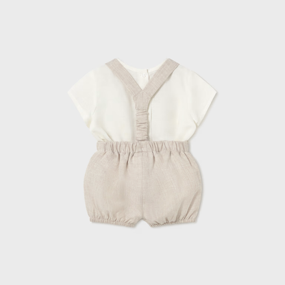 Conjunto peto con tirantes bebé niño trigo- Mayoral