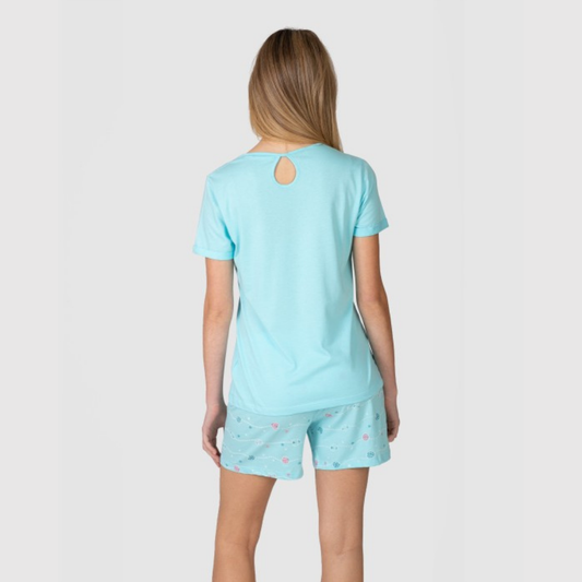 Pijama manga corta estampado turquesa - Massana