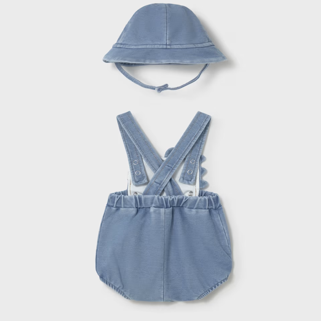 Peto y gorro bebé Dino denim - Mayoral