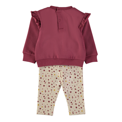 Conjunto Sudadera Flores Granate – Babybol