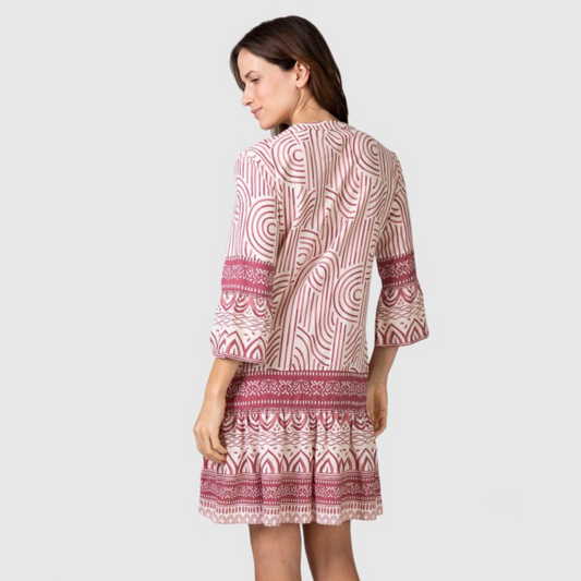 Vestido manga corta estampado Gráfico arcilla - Massana