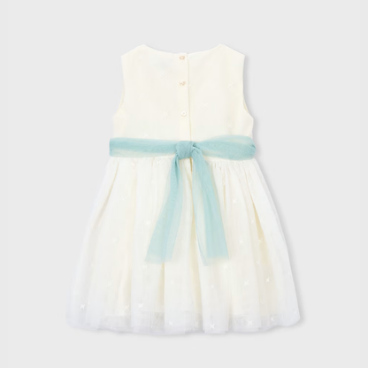 Vestido niña bordado Tul lazada verde - Mayoral