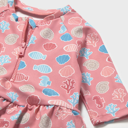 Bañador enterizo y gorro Beach rosa - Mayoral