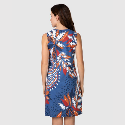 Vestido sin manga corta Estampado floral azul medio - Massana