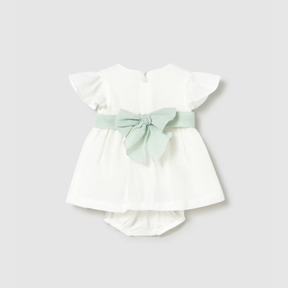 Vestido con ranita ceremonia Fajín floral Verde - Mayoral