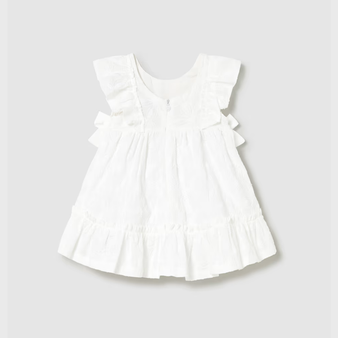 Vestido niña blanco bordado Flores - Mayoral