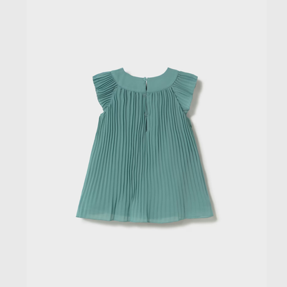 Vestido niña plisado flores Roma Menta - Mayoral