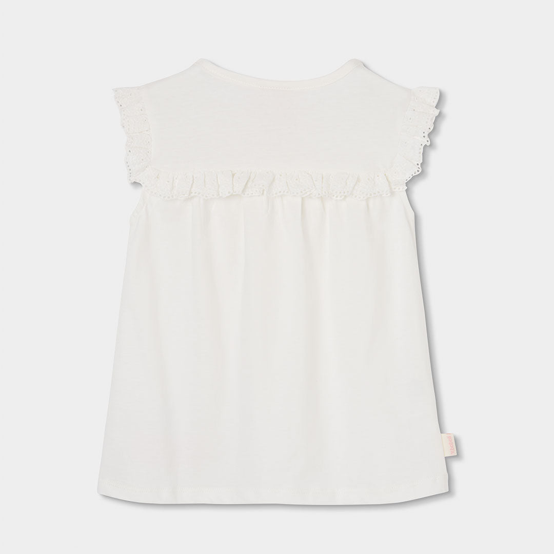 Camiseta niña algodón blanca bordado flores - Boboli
