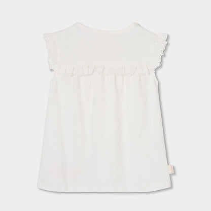 Camiseta niña algodón blanca bordado flores - Boboli