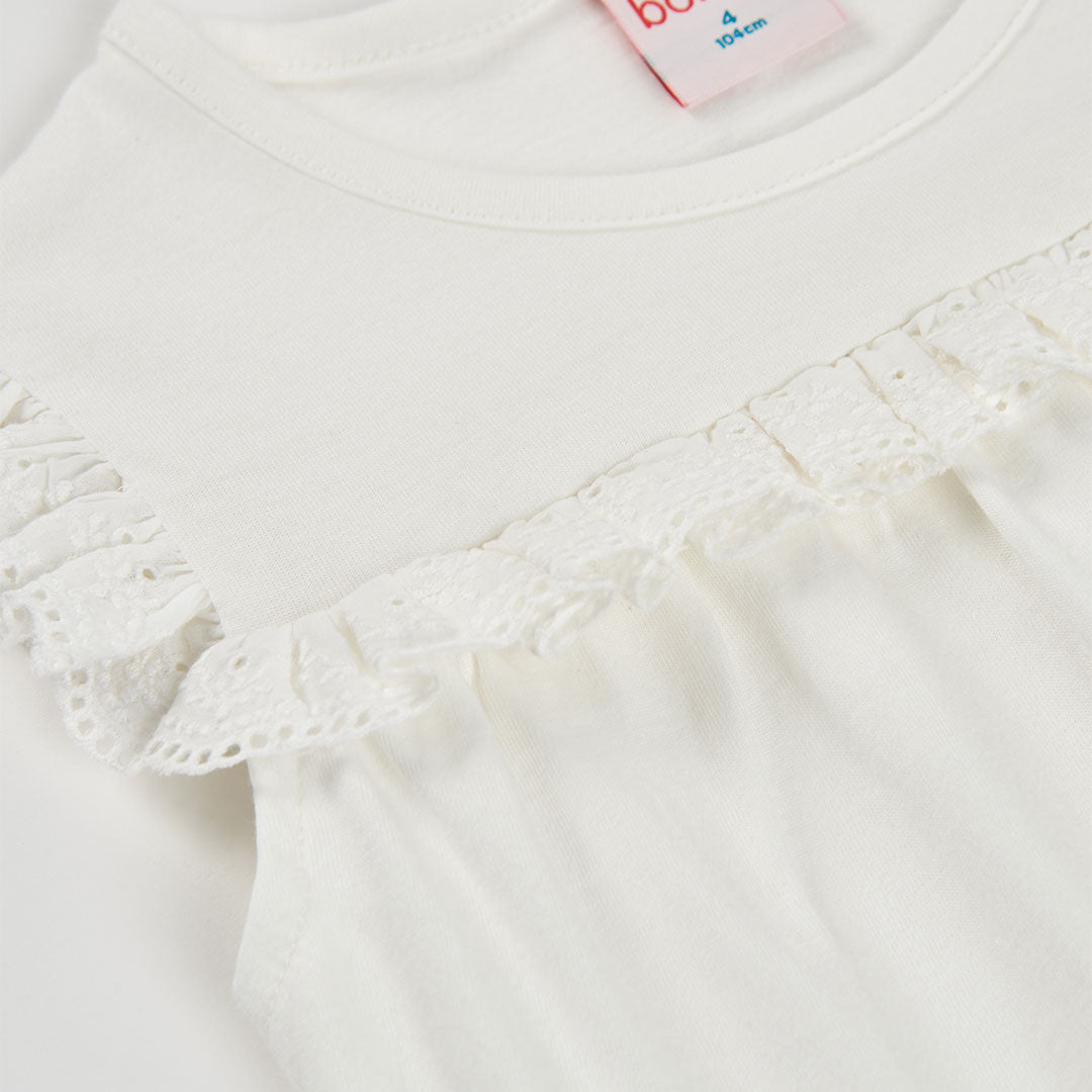 Camiseta niña algodón blanca bordado flores - Boboli