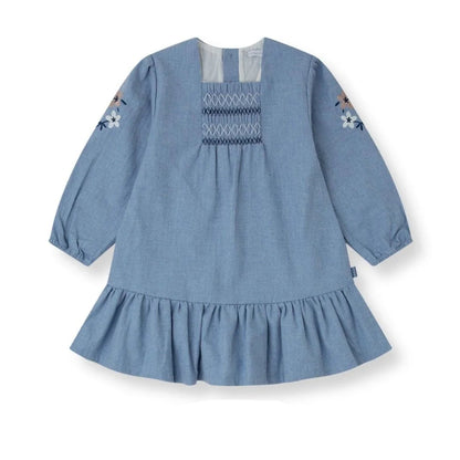 Vestido Azul Flores Denim Con Leotardos– Tutto Piccolo