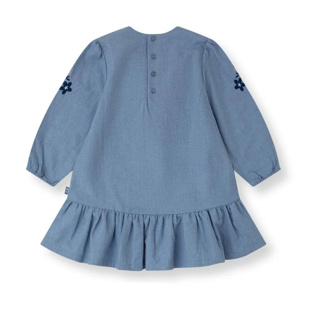 Vestido Azul Flores Denim Con Leotardos– Tutto Piccolo