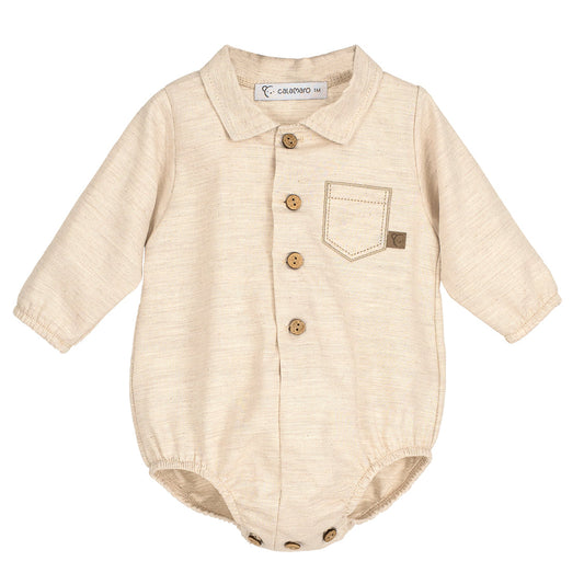Pelele Bebé Niño Auster Beige  - Calamaro