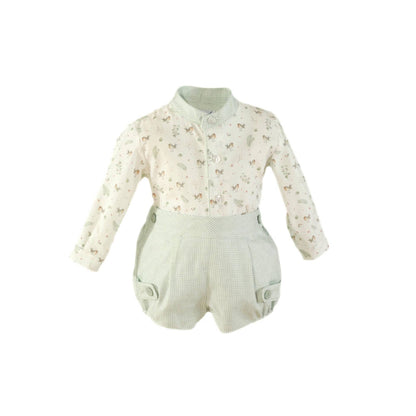Conjunto bebé niño estampado pajaritos Mint - Miranda