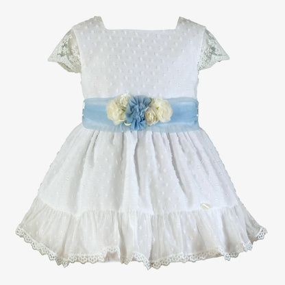 Vestido niña plumeti blanco y lazada Miranda