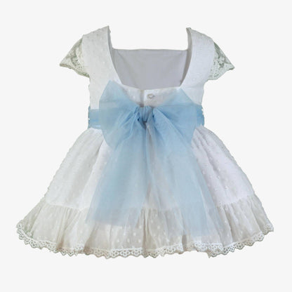 Vestido niña plumeti blanco y lazada Miranda