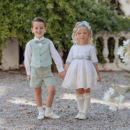 Pantalón corto niño cinturilla verde Miranda