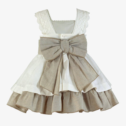 Vestido niña lino blanco beige Miranda