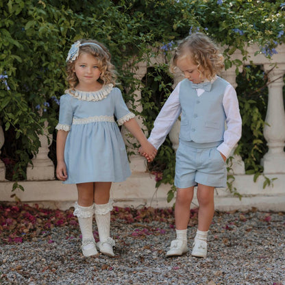 Pantalón corto niño cinturilla celeste Miranda