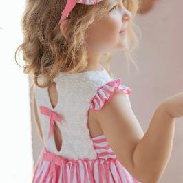 Vestido niña rayas frambuesa Miranda