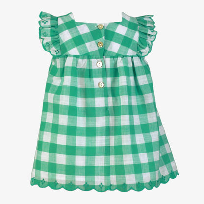 Vestido bebé cuadros verdes - Miranda