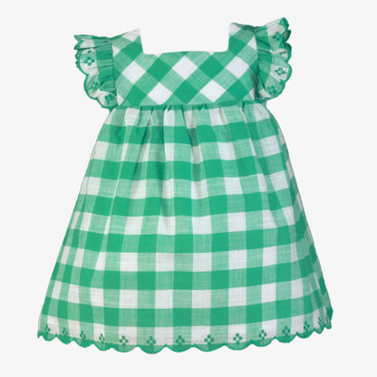 Vestido bebé cuadros verdes - Miranda
