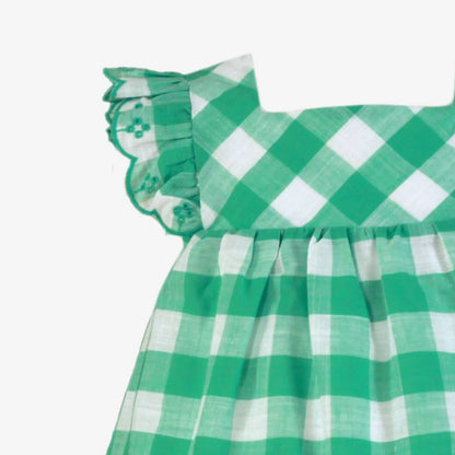 Vestido bebé cuadros verdes - Miranda