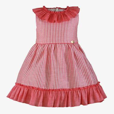 Vestido niña rayas coral Miranda