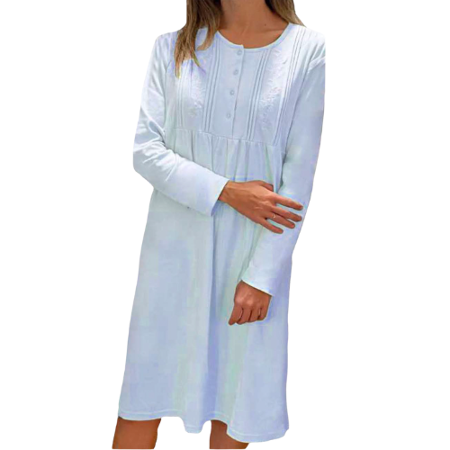 Camisón celeste bordado flores - Cue