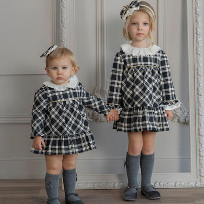 Vestido bebé gris y cuello blanco Addison - Miranda