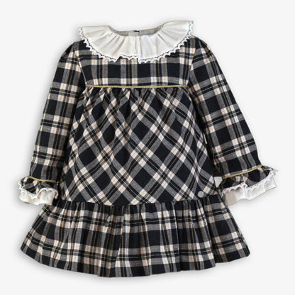 Vestido infantil gris y cuello blanco Addison - Miranda